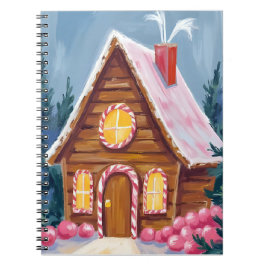 Häuschen aus Lebkuchen Pink Weihnachten Wasserfarb Notizblock