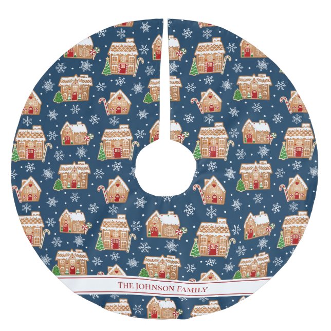 Häuschen aus Lebkuchen Polyester Weihnachtsbaumdecke (Vorderseite)