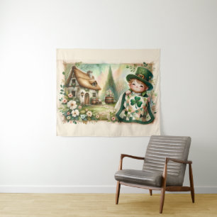 Häuschen Kobold Patchwork-Quilt Szene Wandteppich
