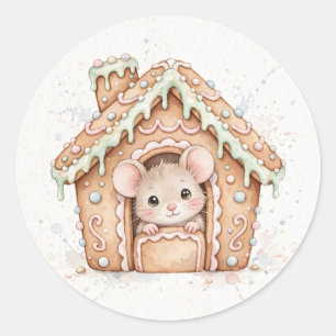 Häuschen-Maus-Aufkleber aus Lebkuchen Runder Aufkleber