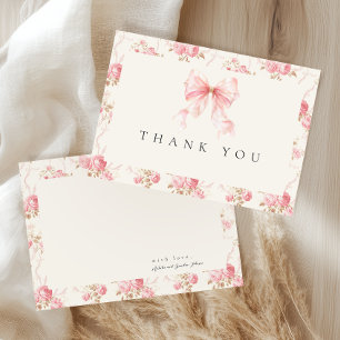 Häuschen mit rosa Schleife Blumen Baby Shower Dank Dankeskarte
