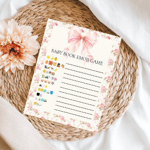 Häuschen mit rosa Schleife Blumen-Emoji-Baby-Party Poster