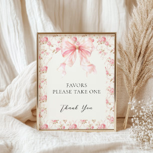 Häuschen mit rosa Schleife Florale Gefälligkeiten Poster