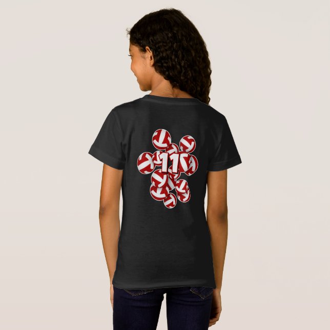 Häuschen roter Volleyball-Fantasiebezeichnung T-Shirt (Schwarz voll)