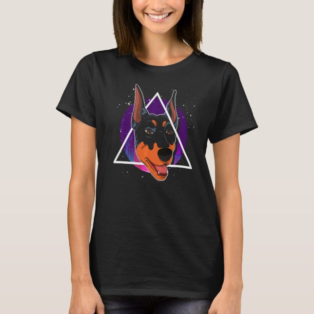 Hauseigentümer Hundebesitzer Tier Vaporwave Doberm T-Shirt (Vorderseite)