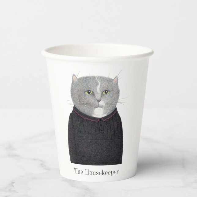 HÄUSEKEEPER CAT-Papieraufkleber Pappbecher (Vorderseite)