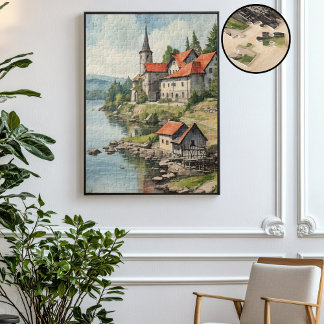 Häuser am Fluss Puzzle