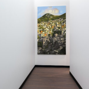 Häuser auf der Hillside - Abstrakte Kunstfertigkei Leinwanddruck