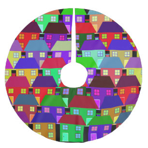 HÄUSER BUNTE HEIMAT GEMEINSCHAFT POLYESTER WEIHNACHTSBAUMDECKE
