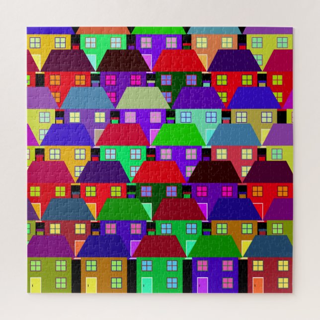 HÄUSER BUNTE HEIMAT GEMEINSCHAFT PUZZLE (Vertikal)