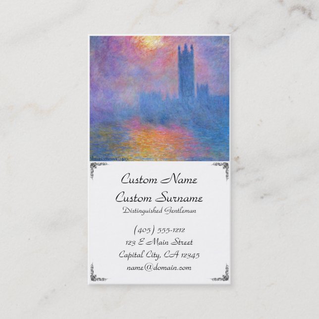 Häuser des Parlaments, London, Sun, der durch Visitenkarte (Vorderseite)