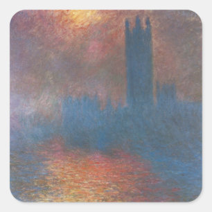 Häuser des Parlaments, London von Claude Monet Quadratischer Aufkleber