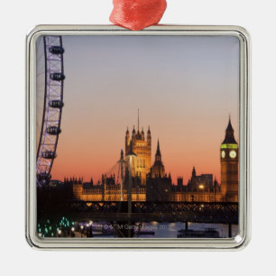Häuser des Parlaments u. des London-Auges Silbernes Ornament