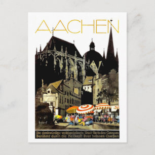 Häuser in Aachen, Deutschland, Vintage-Reise Postkarte