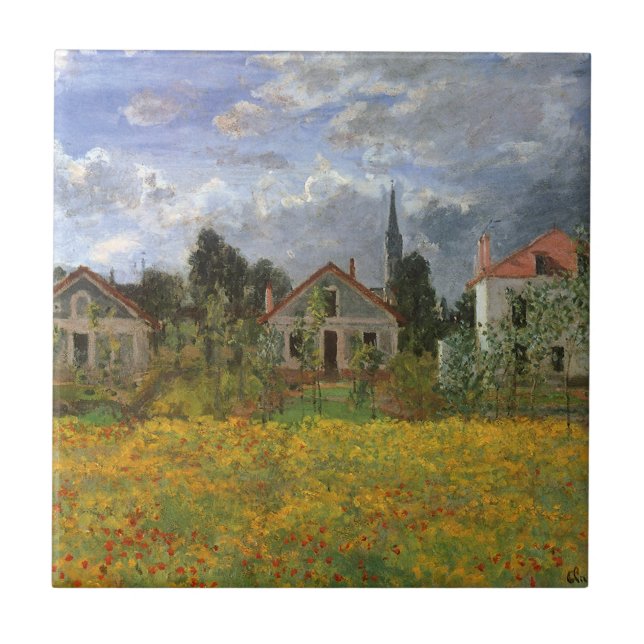 Häuser in Argenteuil von Claude Monet, Vintage Kun Fliese (Vorderseite)