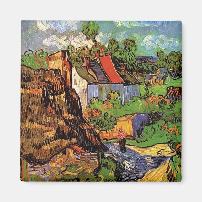 Häuser in Auvers, Kunstwerke von Vincent van Gogh. Magnet (Vorne)