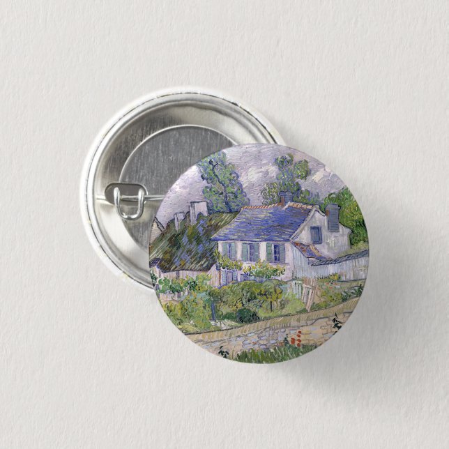 Häuser in Auvers Vincent van Gogh Button (Vorne & Hinten)