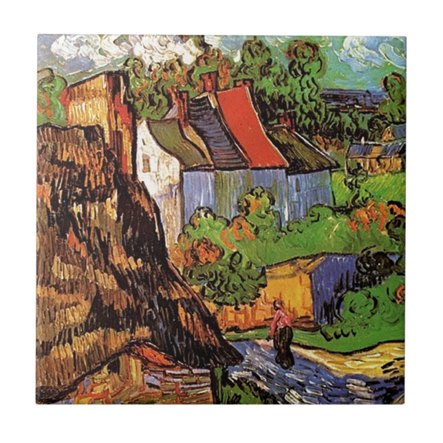 Häuser in Auvers, Vincent van Gogh. Dorf Fliese (Vorderseite)