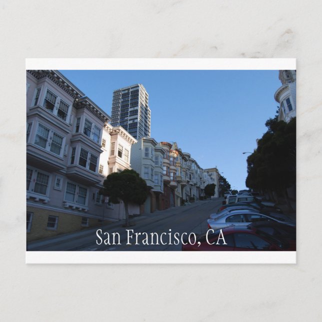 Häuser in einer Straße in San Francisco, Kaliforni Postkarte (Vorderseite)