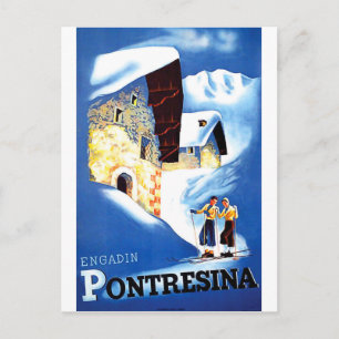 Häuser in Pontresina, Schweiz Postkarte
