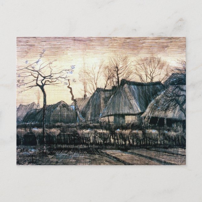 Häuser mit Strohdächern von Vincent Van Gogh Postkarte (Vorderseite)