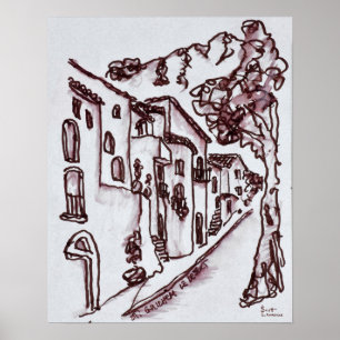 Häuser Saint-Guilhem-Le-Desert, Frankreich Poster