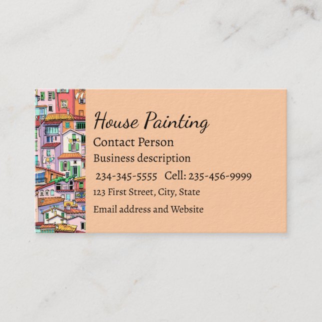 Häuser Stadt Städtische Zuhause Spaß Wasserfarbe B Visitenkarte (Vorderseite)