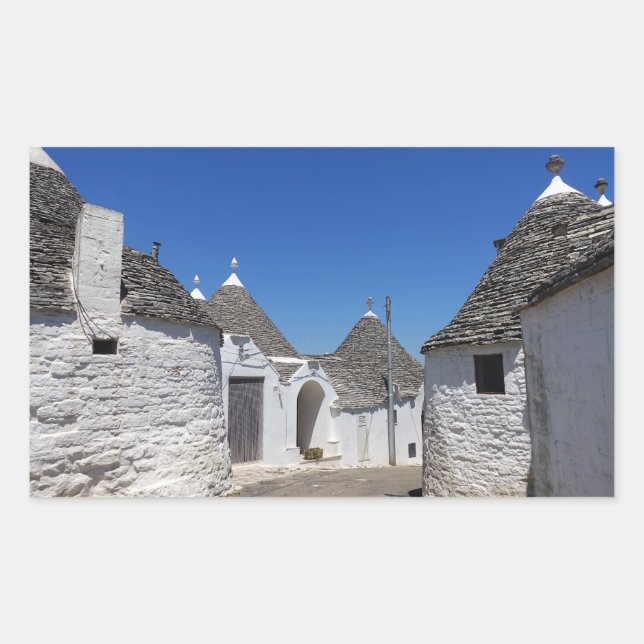 Häuser Trulli in Alberobello, rechteckiger Aufkleb Aufkleber (Vorderseite)