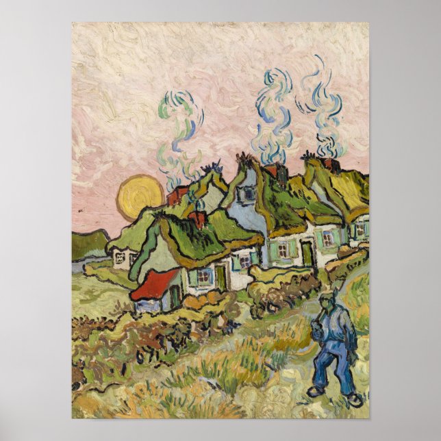 Häuser und Bild von Vincent van Gogh Poster (Vorne)