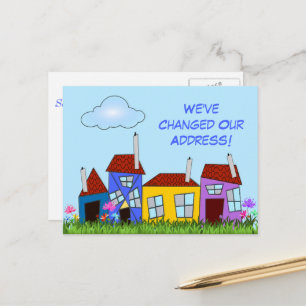 Häuser und Blume "Wir haben uns bewegt" Postkarte