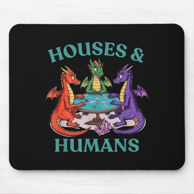 Häuser und Menschen Drache Brettspiel Rpg Fantasy  Mousepad (Vorne)