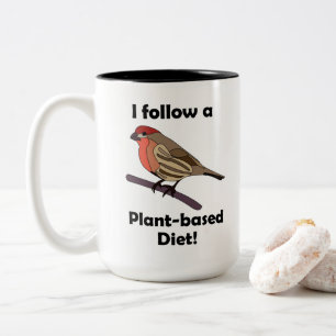 Hausfink Ich folge einer pflanzlichen Ernährung Lu Zweifarbige Tasse
