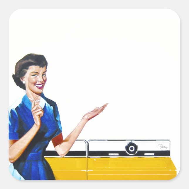 Hausfrau und New Washer Quadratischer Aufkleber (Vorderseite)