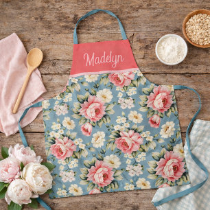 Hausgarten Blumen Name Aprons in Rosa Blau Schürze
