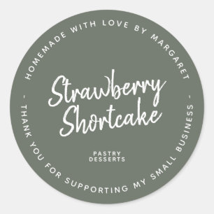 hausgemacht mit dunkler Liebe grün Runder Aufkleber