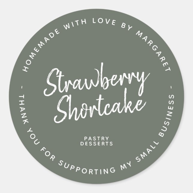 hausgemacht mit dunkler Liebe grün Runder Aufkleber (Vorderseite)