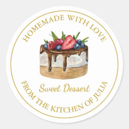 Hausgemacht mit Liebe Dessert Cake Label | weiß Runder Aufkleber
