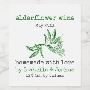 Hausgemacht mit Liebe Elderblume Weinetikett