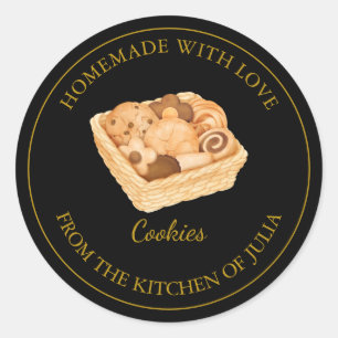 Hausgemacht mit Liebe Frische Cookies Label Schw Runder Aufkleber