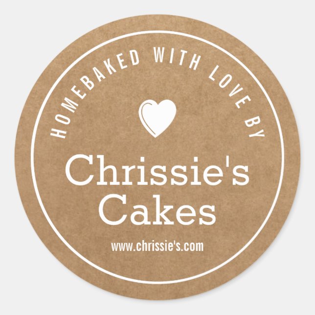 hausgemacht mit Liebe Kraft Bäckerei Runder Aufkleber (Vorderseite)