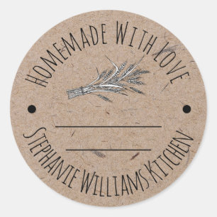 hausgemacht mit Liebe-Kraft-Papier, Backen Runder Aufkleber
