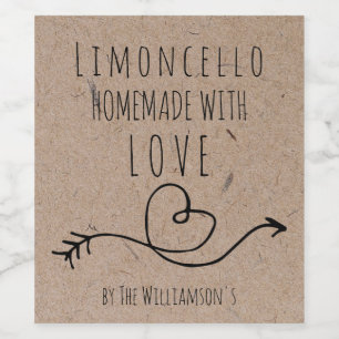 Hausgemacht mit Liebe Limoncello Kraft Paper Weinetikett