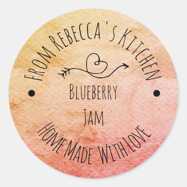 Hausgemacht mit Liebe-Orangenfarben-Jam Canning Runder Aufkleber (Vorderseite)