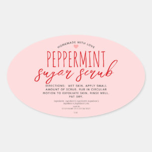 Hausgemacht mit Liebe Peppermint Zucker Scrub Cust Ovaler Aufkleber