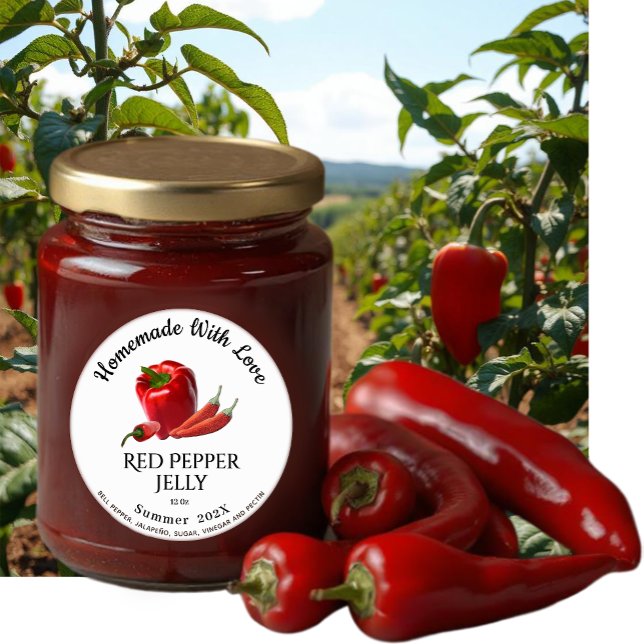 hausgemacht mit Liebe Red Pepper Jelly Sommer 202X Runder Aufkleber (Von Creator hochgeladen)