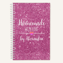 Hausgemacht mit Liebe Rosa Glitzer Rezept Notizbuch