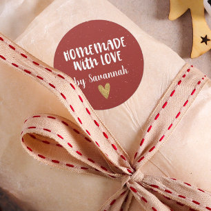 hausgemacht mit Liebe Rot Rustikale Weihnachten Runder Aufkleber