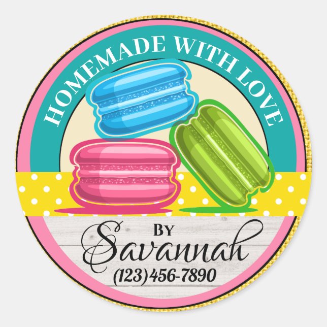 hausgemacht mit Liebe Runder Aufkleber (Vorderseite)