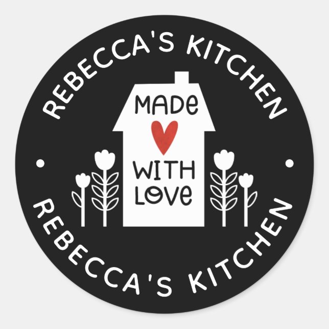 hausgemacht mit Liebe Runder Aufkleber (Vorderseite)