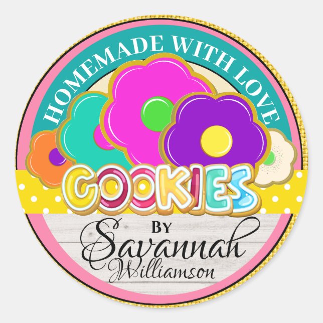 hausgemacht mit Liebe Runder Aufkleber (Vorderseite)